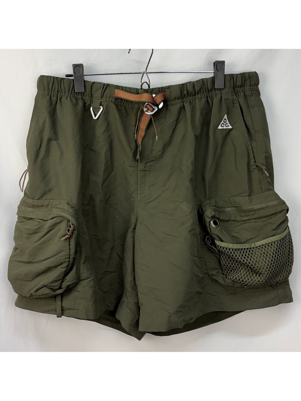 Nike ACG Men's Snowgrass Cargo Utility Shorts Water Repellant Green Size XL
